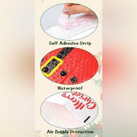 12 Christmas Tree Truck Bubble Poly Mailers w/ 12 thank you stickers - Picture 2 of 3